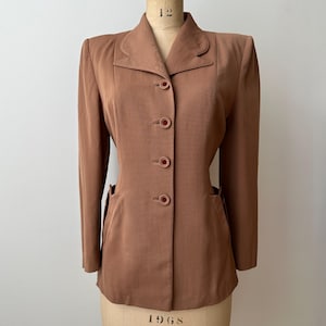 Vintage 1940s Beige Gabardine Suit Jacket | Blazer image 1