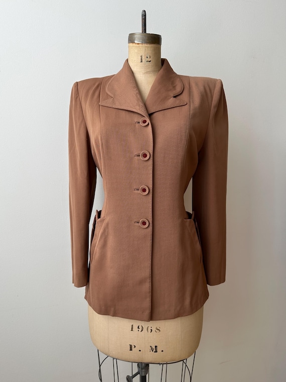 Vintage 1940s Beige Gabardine Suit Jacket | Blazer