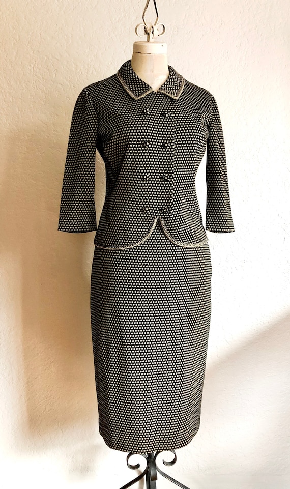 Vintage 1960s Polka Dot Skirt Suit