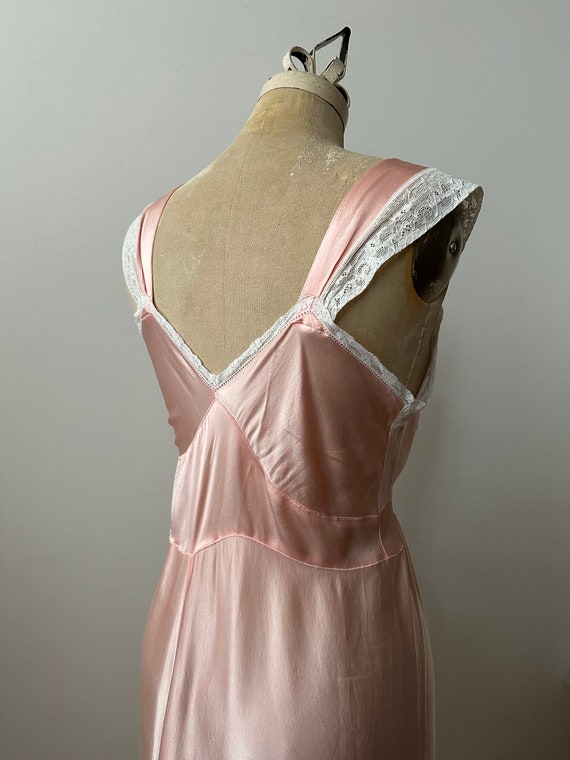 Vintage 1930s Bias Cut Satin Slip Dress | Pink Ra… - image 3