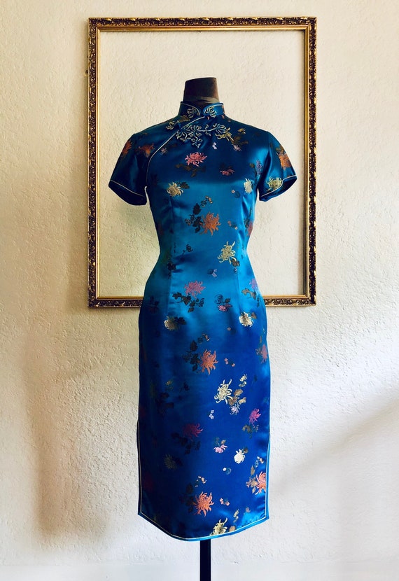 Vintage Satin Cheongsam Dress