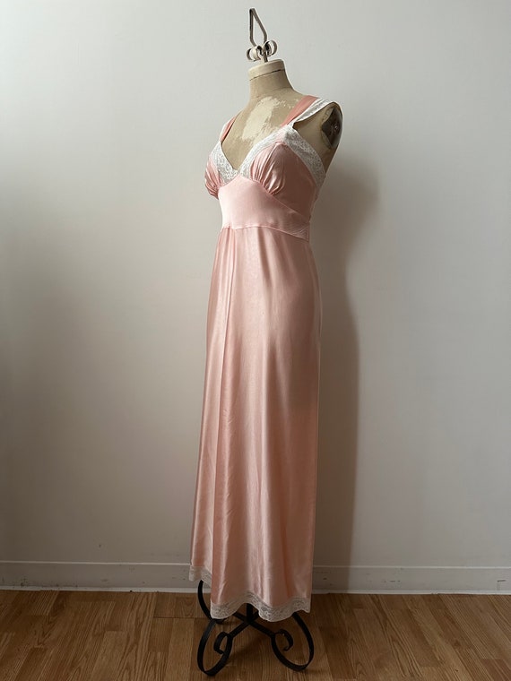 Vintage 1930s Bias Cut Satin Slip Dress | Pink Ra… - image 5