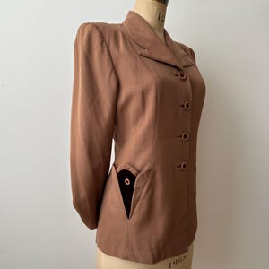 Vintage 1940s Beige Gabardine Suit Jacket | Blazer image 2
