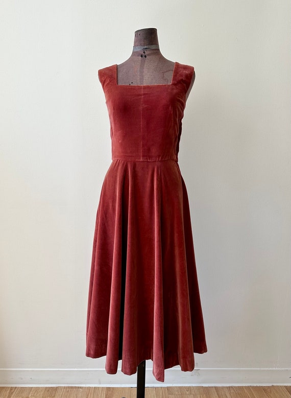 Vintage 1940s Velvet Pinafore Dress