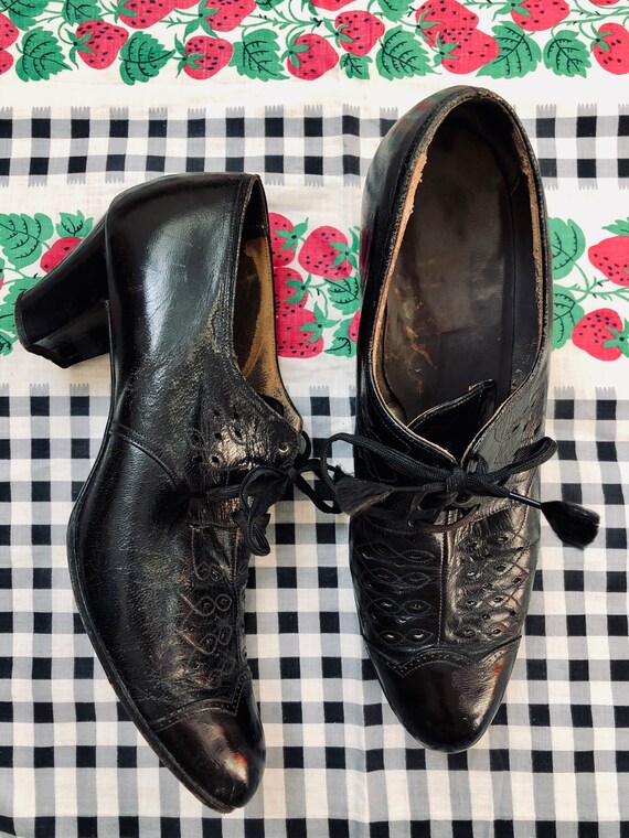 Vintage | Antique 1930s Leather Oxfords | Brogue … - image 6
