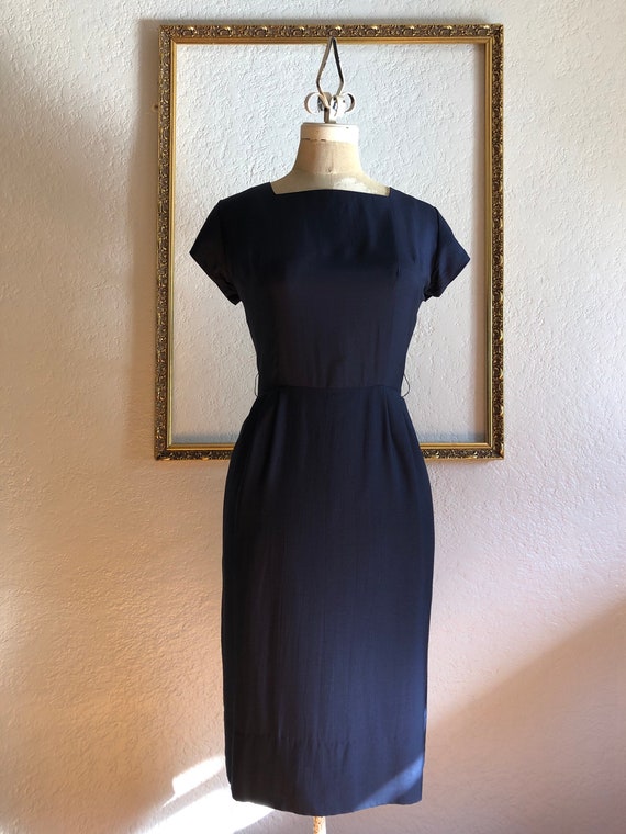 Vintage 1950’s Navy Silk Dress