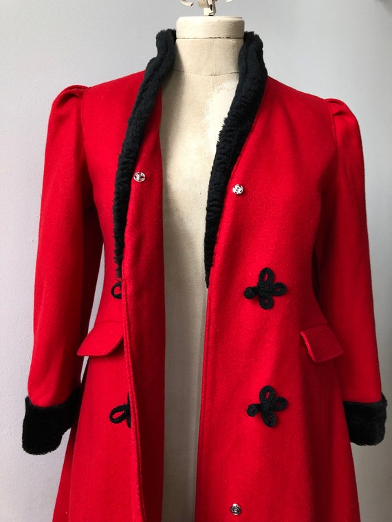 Vintage 1950s Rothschild Red Wool Princess Coat - image 4