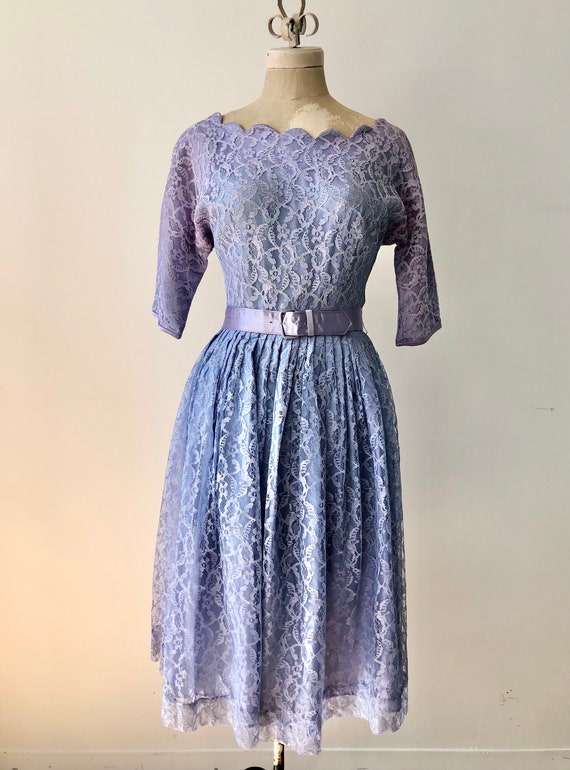 Vintage 1950s Lilac Lace Dress - image 8