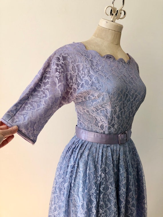 Vintage 1950s Lilac Lace Dress - image 9