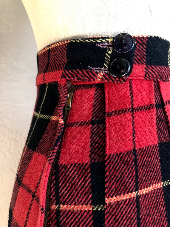 Vintage 1940s Plaid Wool Skirt - image 5