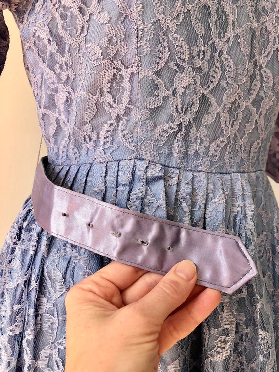 Vintage 1950s Lilac Lace Dress - image 7