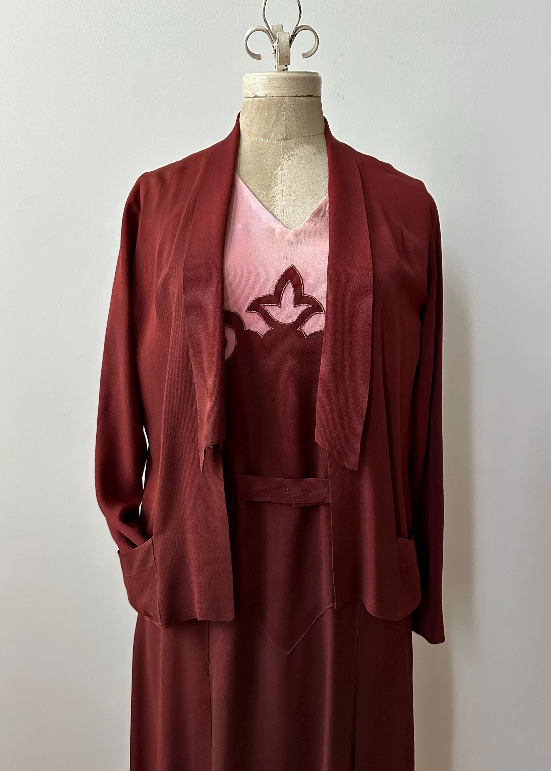 Vintage 1920s | 1930s Deco Crepe Colour Block Dress Set | Wounded Bird ...