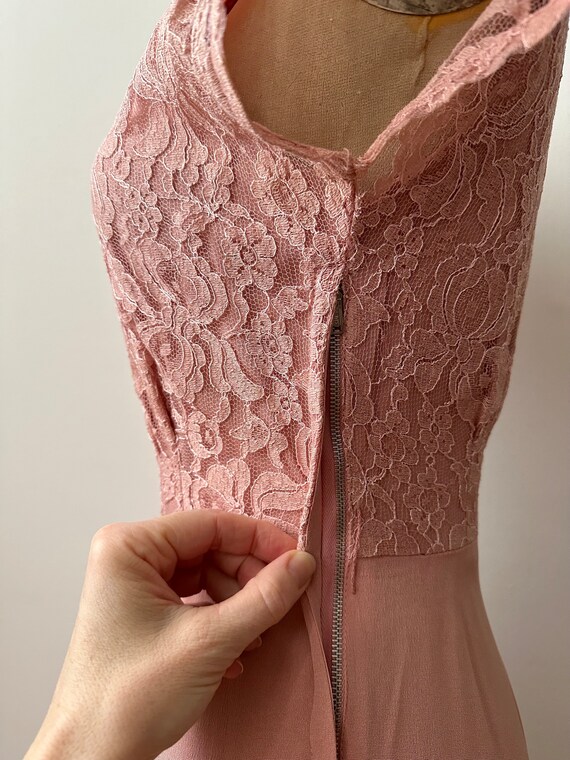 Vintage 1940s | 1950s Pink Rayon and Lace Dress - image 8