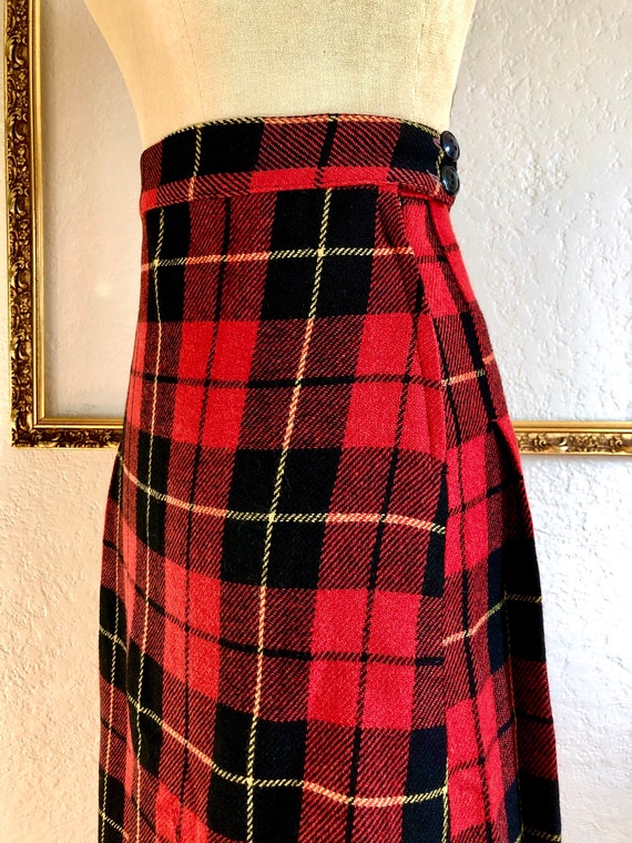 Vintage 1940s Plaid Wool Skirt - image 3