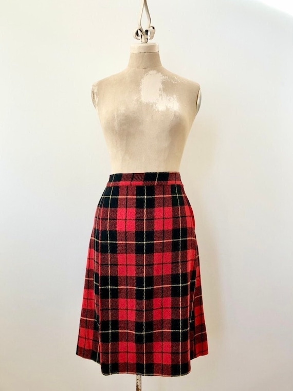 Vintage 1940s Plaid Wool Skirt - image 1