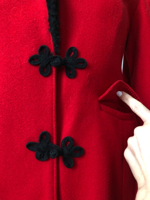 Vintage 1950s Rothschild Red Wool Princess Coat - image 2