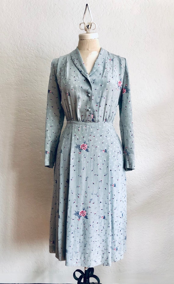Vintage 1940s Style Print Dress