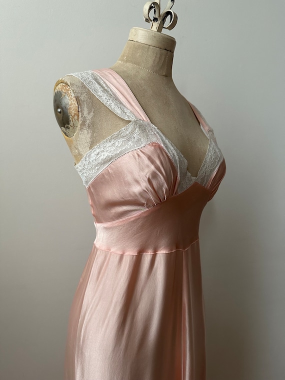 Vintage 1930s Bias Cut Satin Slip Dress | Pink Ra… - image 8