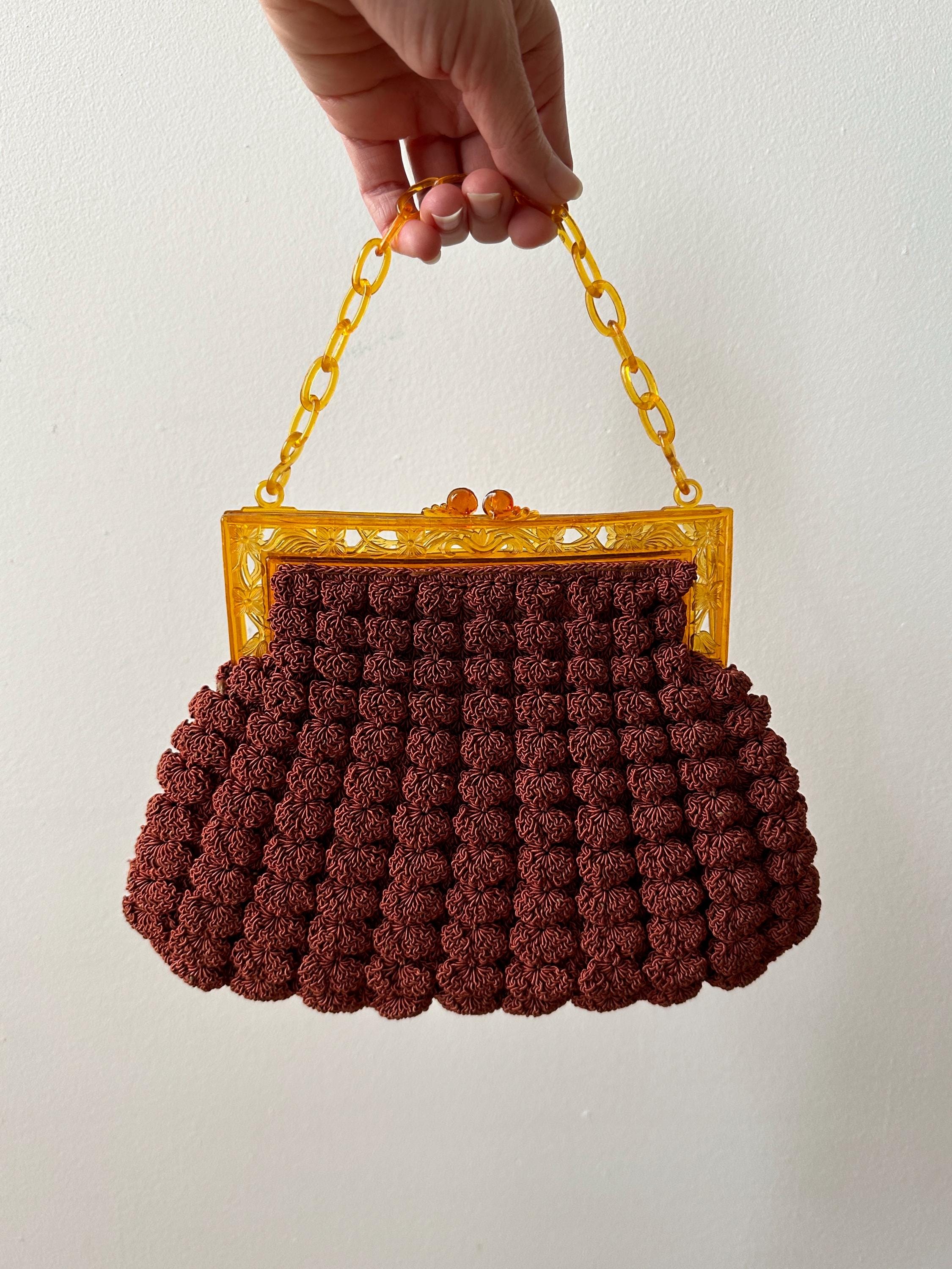 Vintage 1930s Popcorn Crochet Purse With Celluloid Handle - Etsy
