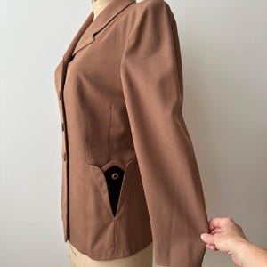 Vintage 1940s Beige Gabardine Suit Jacket | Blazer image 3