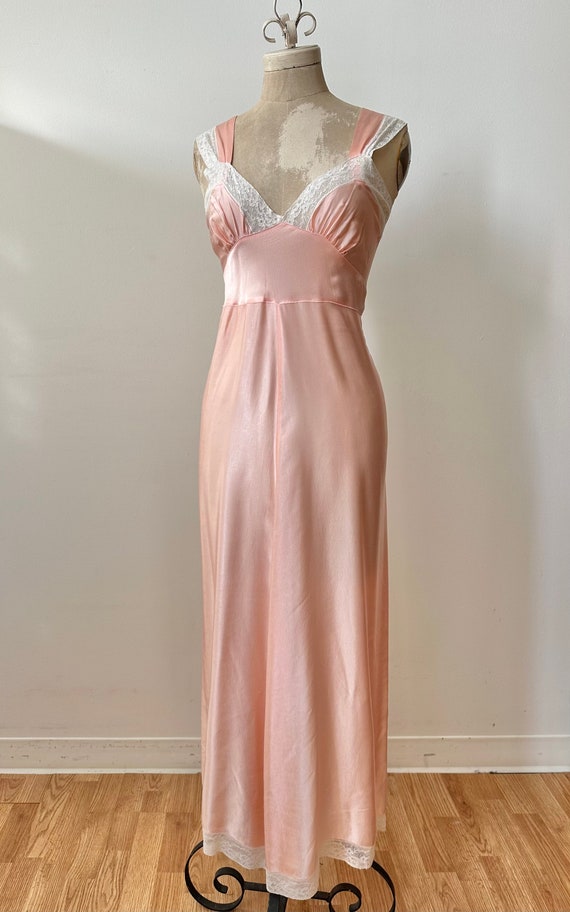Vintage 1930s Bias Cut Satin Slip Dress | Pink Ra… - image 2