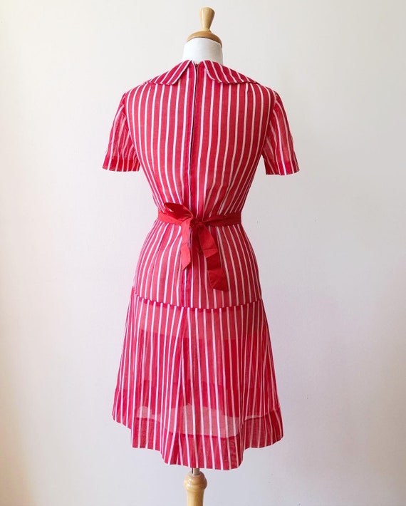 Vintage 1950s | 60s Red and White Striped Drop Wa… - image 5
