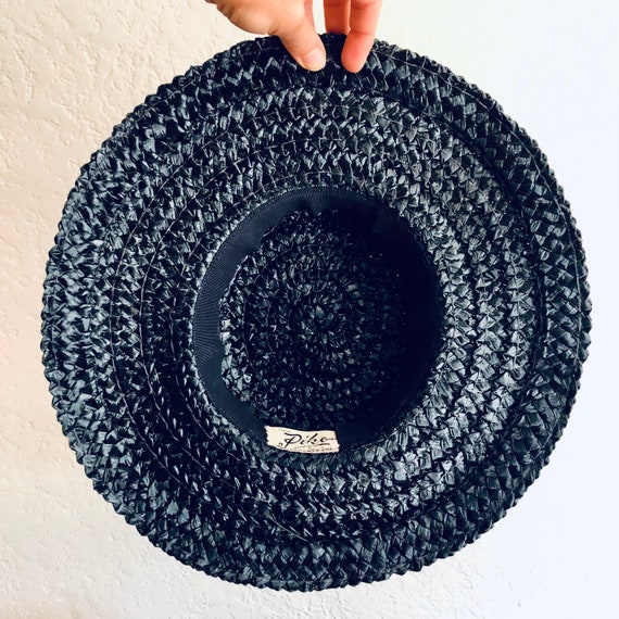 Vintage 1940s Black Woven Sun Hat - image 2