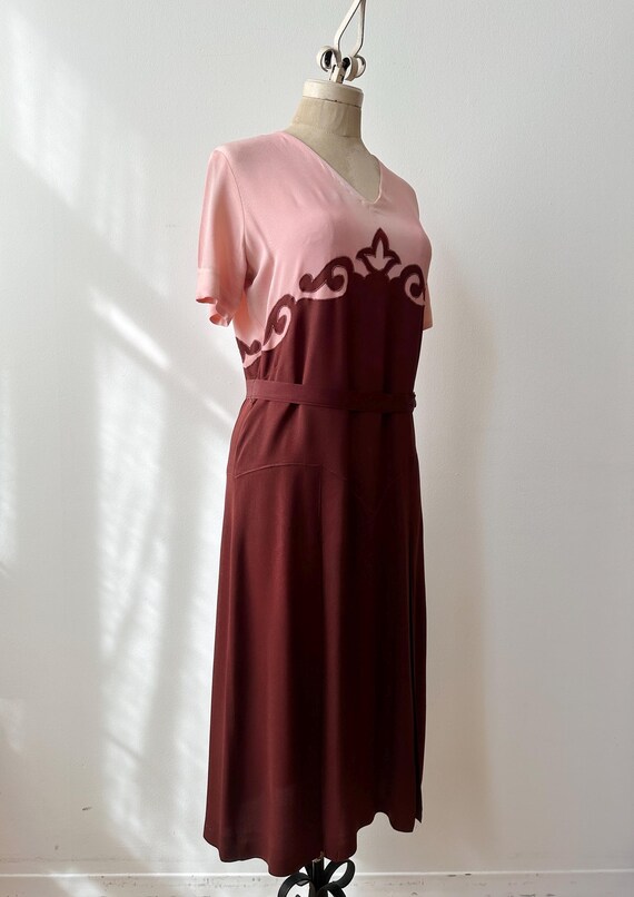 Vintage 1920s | 1930s Deco Crepe Colour Block Dress S… - Gem