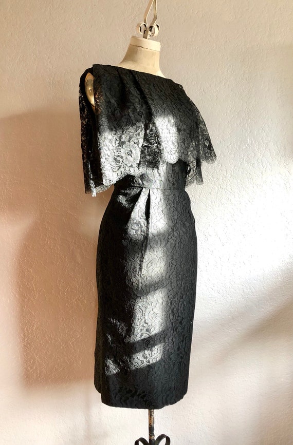 Vintage 1950s Black Lace Dress