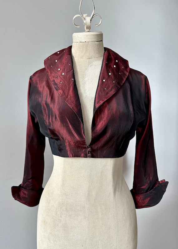 Vintage 1940s Burgundy Taffeta Bolero Jacket as Is Etsy