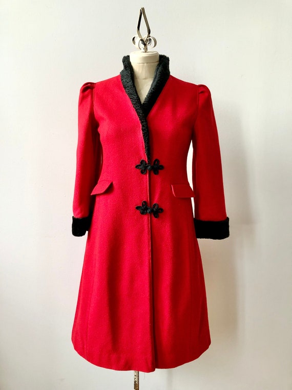 Vintage 1950s Rothschild Red Wool Princess Coat - image 1