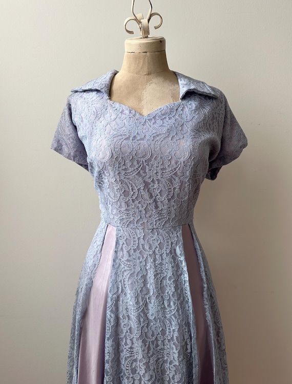 purple lace vintage dress Vintage-Inspired Purple Lace Dress with Crystal Belt