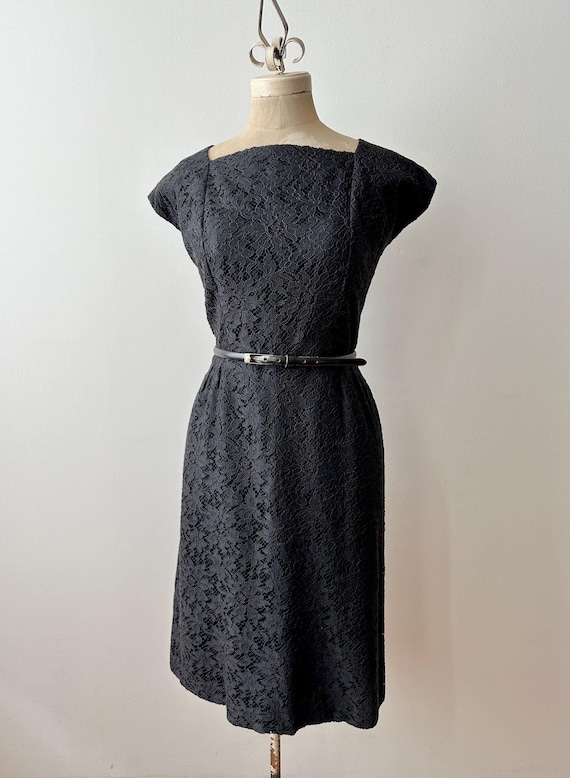 Vintage 1960s Black Lace Overlay Cocktail Dress | XL - Etsy