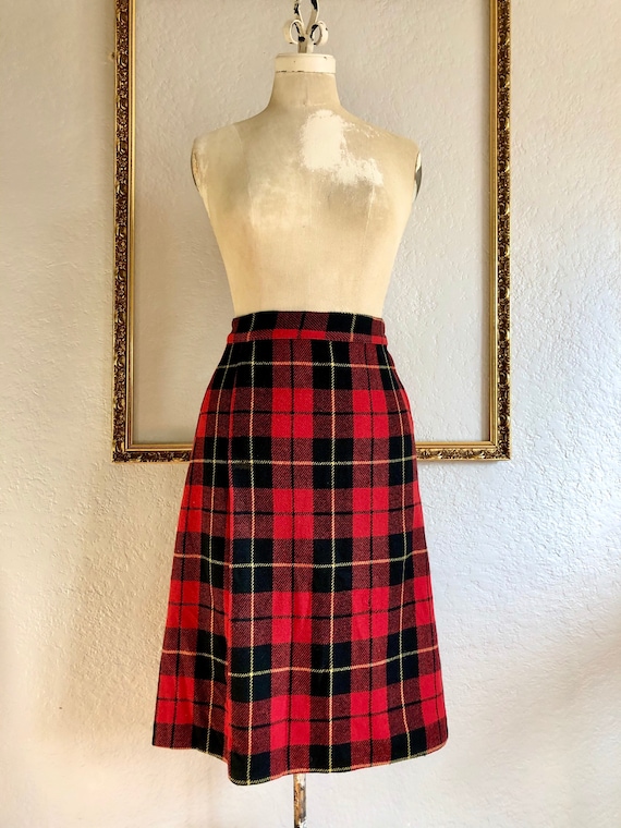 Vintage 1940s Plaid Wool Skirt - image 2