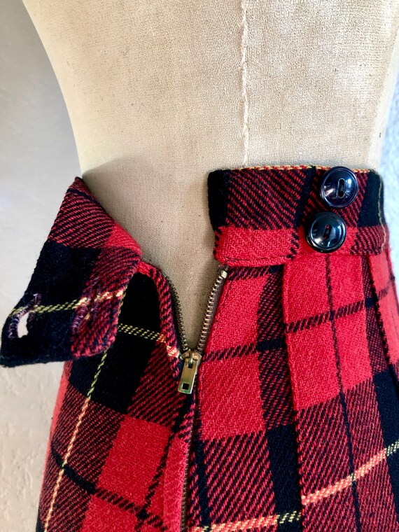 Vintage 1940s Plaid Wool Skirt - image 6