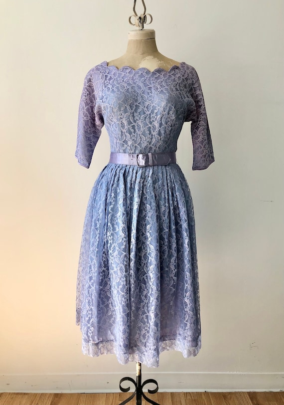 Vintage 1950s Lilac Lace Dress - image 1