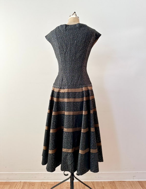 Vintage 1950s Lurex Drop Waist Dress | Metallic S… - image 7