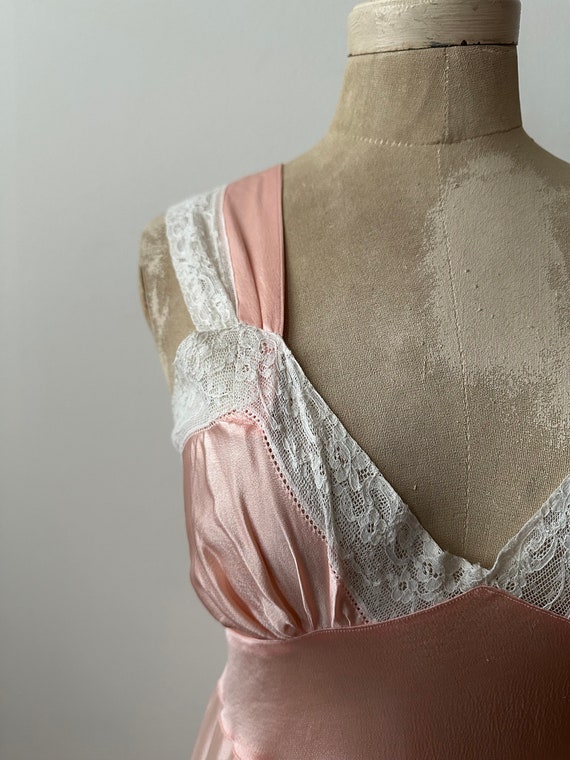 Vintage 1930s Bias Cut Satin Slip Dress | Pink Ra… - image 4