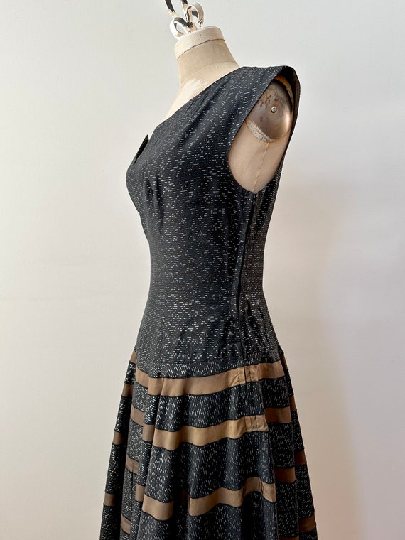 Vintage 1950s Lurex Drop Waist Dress | Metallic S… - image 9