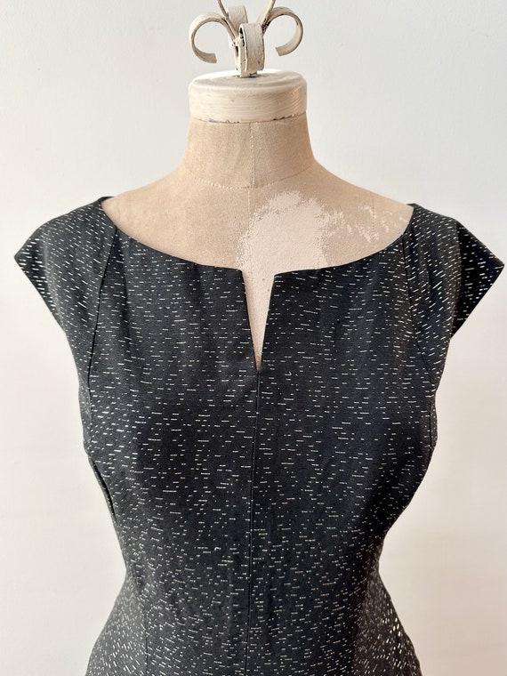 Vintage 1950s Lurex Drop Waist Dress | Metallic S… - image 3