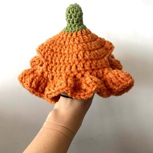 Crochet Pumpkin Hat Pattern for Pets: Ruffle Design, Sizes XS-L (PDF Pattern) image 9