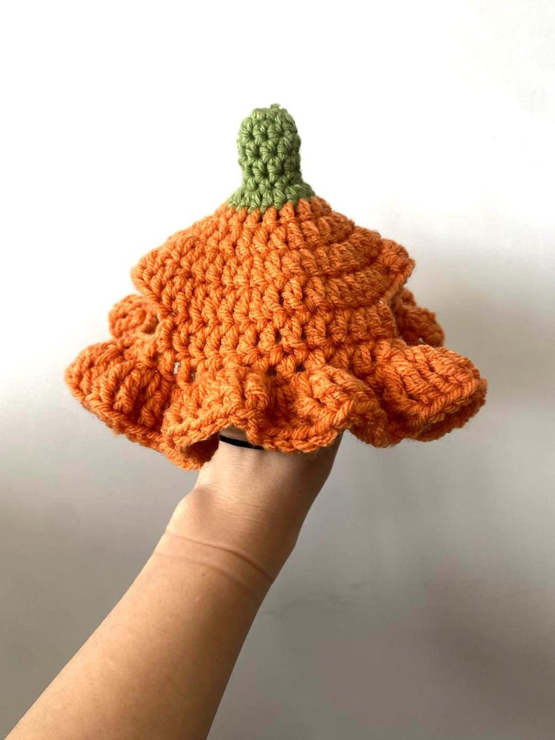 Crochet Pumpkin Hat Pattern for Pets: Ruffle Design, Sizes XS-L (PDF Pattern) image 9