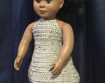 PATTERN Only, 18 Inch Doll Ribbed Halter Dress, Original Crochet Clothing Design