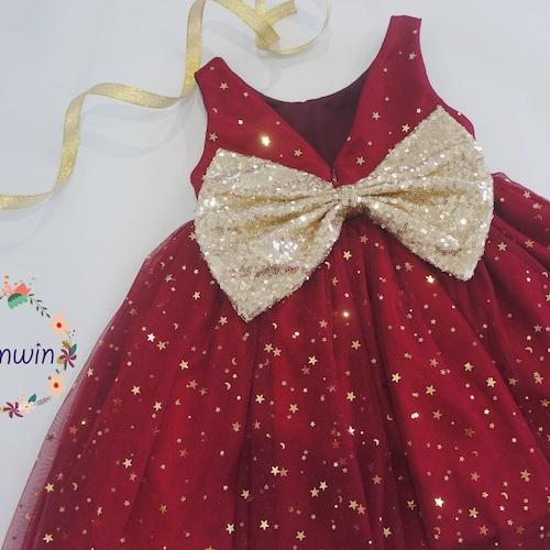 Burgundy Flower Girl Dress Holiday Party Dress Maroon Etsy