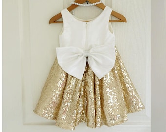 Ivory Flower Girl Dress Special Occasion Dress Wedding party dress Graduation Dress Big Bow