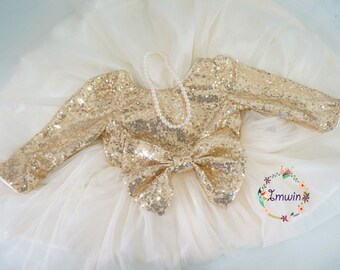 gold newborn dress