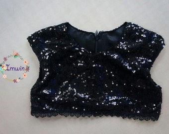 ladies black sequin top