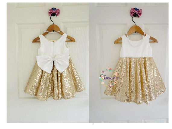 gold toddler flower girl dress