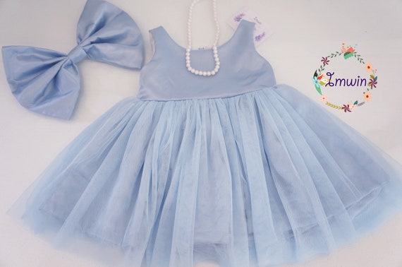 dusty blue flower girl