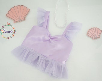 Girl mermaid costume Girls crop top Purple top Girl Mermaid top Girl Tank top